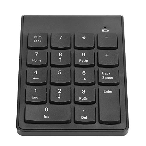 Mini Wireless Numeric Keypad, 2.4GHz Wireless 18-Key Silent Financial Accounting Number Pad, for Laptop, Notebook, PC, Desktop (Black)