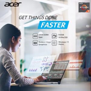 Acer 2023 Newest Aspire 5 Slim Laptop, 15.6" Full HD Display, 12GB RAM, 512GB SSD Storage, AMD Ryzen 4-Core Processor, Backlit Keyboard, Fingerprint Login, HDMI, Ethernet Port, Type-C, Windows 11 S