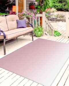 pink white ombre outdoor rug for patio/deck/porch, non-slip large area rug 5x8 ft, pink gradient color modern abstract art indoor outdoor rugs washable area rugs, reversible camping rug carpet runner