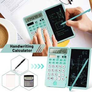 Calculator with Writing Tablet, Wjiang Dual Power Calculator Foldable Desktop Calculator 12 Digit LCD Display Basic Calculator Pocket Calculator for School Students Office Business (Blue)