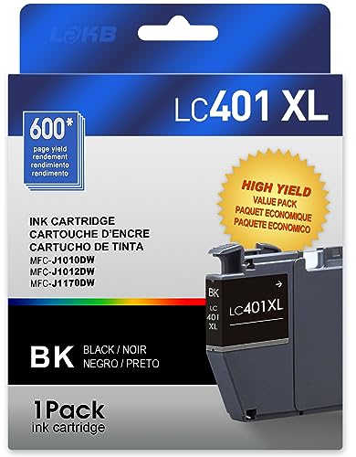 Black LC401XL Ink Cartridges for Brother Printer for Brother Ink Cartridges LC401 Black Brother LC401 Ink Cartridges Work with Brother MFC-J1010DW Ink Cartridges MFC-J1012DW MFC-J1170DW