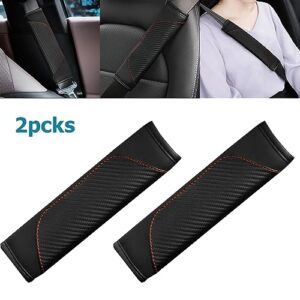 BESULEN Car Seat Belt Cover, 2 Pack Carbon Fiber Leather Seatbelt Shoulder Pad, Auto Safety Seat Belt Cushion Protector Compatible with All Cars and Backpack Strap (Carbon Fiber/Black)