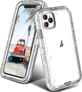 oribox for iphone 14 pro max case clear, [10 ft military grade drop protection], transparent heavy duty shockproof anti-fall case for iphone 14 pro max phone case,6.7 inch,3 in 1, crystal clear