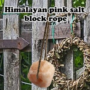 MUYG Himalayan Salt Lick Natural Minerals Block on Rope for Horses,Cattles,Deer,Goat and Other Livestock Long Lasting Original Pink Salt Lick (2.4-3.3 lbs)