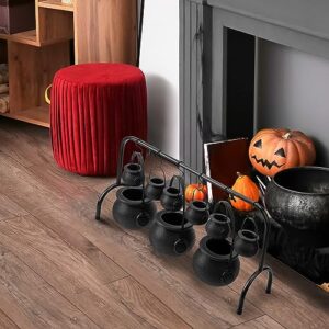 TFTAFAN 2 set Halloween Witch Cauldron Serving Bowls on Rack Candy Cauldron Kettles Spooky Candy Bucket Punch Bowls for Indoor Outdoor Home Kitchen Decoration, halloween Party Decorations