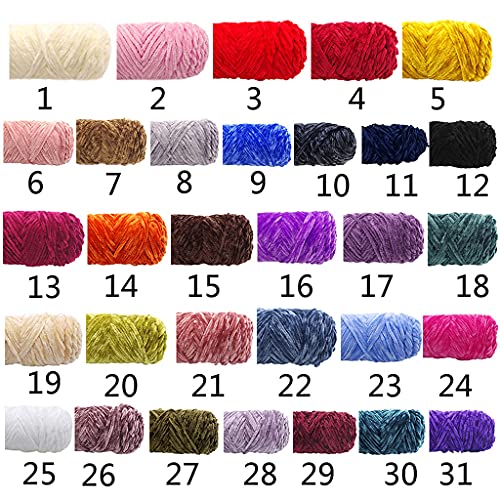 Velvet Chenille Yarn for Hand-Knitted Medium Thick Faux Wool Crochet Thread DIY Craft Scarf Sweater Knitting Supplies Yarn for Knitting Blankets