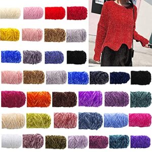 Velvet Chenille Yarn for Hand-Knitted Medium Thick Faux Wool Crochet Thread DIY Craft Scarf Sweater Knitting Supplies Yarn for Knitting Blankets