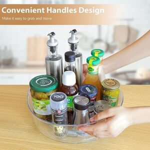 3 Pack Lazy Susan Organizer for Cabinet, Upgraded 11.5" Clear Lazy Susan Turntable with Handles and Raised Edge, Rotating Lazy Susan Spice Storage for Kitchen, Pantry, Refrigerator, Bathroom, Table