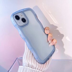 Eiyikof Compatible with iPhone 13 Mini Clear Case,Cute Solid Color Curly Wave Frame Transparent Soft Silicone Anti-Scratch Shockproof Protective Slim Case for Women Girls-Blue