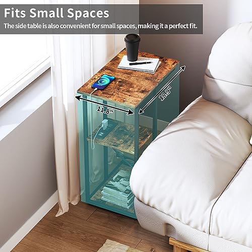 homsorout C Shaped End Table with Charging Station, Stylish C Side Table with USB Ports and Outlets for Small Spaces - The C Table End Table Side Table Perfect for Living Room Bedroom