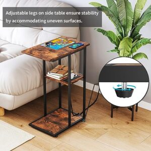 homsorout C Shaped End Table with Charging Station, Stylish C Side Table with USB Ports and Outlets for Small Spaces - The C Table End Table Side Table Perfect for Living Room Bedroom