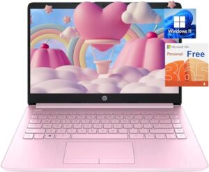 hp stream 14 inch laptop for college students, school, intel celeron n4020, 8gb ram, 64gb emmc, windows 11, office 365 1 year, pink, pcm
