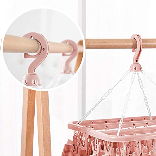 Sock Hanger, 2PCS Folding Clothes Drying Rack with 32pcs Pegs and Swivel Hook, Rotatable Sock Dryer, Underwear Hanger for Lingerie Clothes, Wind-Proof Hanging Sock Rack for Socks, Underwear
