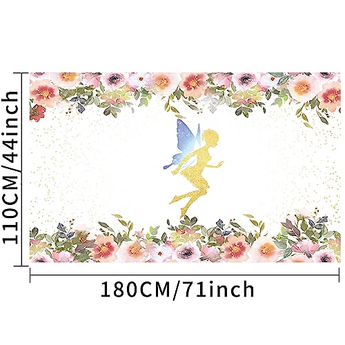 Floral Fairy Butterfly Photography Backdrops Girl Princess Wonderland Photo Background Spring Pink Gold Flower Princess Decor Happy Birthday Party Banner Baby Shower 71x44 inch Polyester Fabric