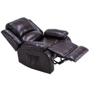 ZYJBM Electric Lift Function Recliner Massage Chair Dual Motor Dark Brown Comfortable&Durable Fabric PU Easy Adjustment