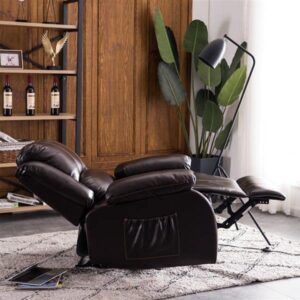 ZYJBM Electric Lift Function Recliner Massage Chair Dual Motor Dark Brown Comfortable&Durable Fabric PU Easy Adjustment