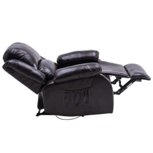 ZYJBM Electric Lift Function Recliner Massage Chair Dual Motor Dark Brown Comfortable&Durable Fabric PU Easy Adjustment