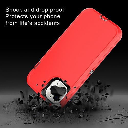 I-HONVA for iPhone 14 Pro Max Case with 2 Pack Screen Protector+2 Pack Camera Lens Protector Heavy Duty Shockproof 3-Layer Full Body Protection Durable Case for iPhone 14 Pro Max 6.7",Red/Black