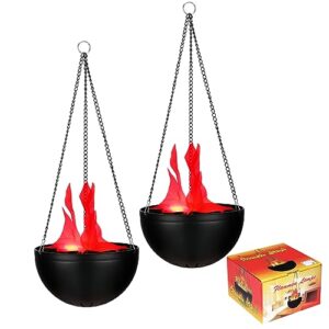 baquler 2 pcs halloween 3d fake fire light 110v artificial hanging led flame light realistic campfire halloween lamp prop flame light for christmas, new year, festival, night club, party decor