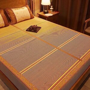 4 sizes summer bamboo sleeping mat, breathable refreshing bamboo summer bed mat, double-sided use bamboo sleeping mat foldable air conditioning mat for bedroom (size : l195xw135cm/l77xw53in)