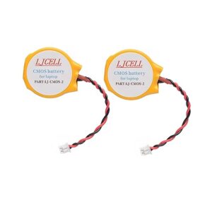 ljcell 2pcs cmos battery for intel nuc laptop backup ps2 ps3 bios rtc cr2032 battery with 2 wire cable and connector