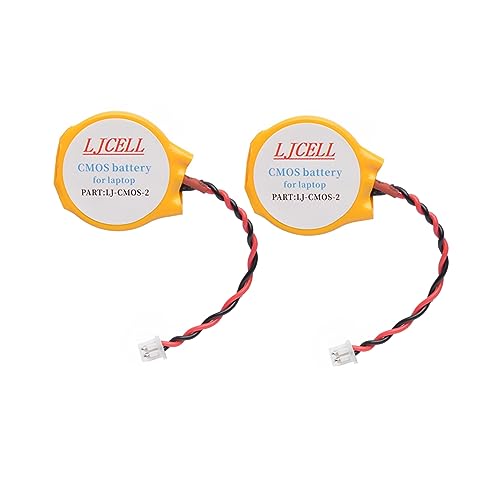 LJCELL 2PCS CMOS Battery for Intel NUC Laptop Backup PS2 PS3 BIOS RTC CR2032 Battery with 2 Wire Cable and Connector