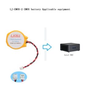 LJCELL 2PCS CMOS Battery for Intel NUC Laptop Backup PS2 PS3 BIOS RTC CR2032 Battery with 2 Wire Cable and Connector