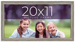 20x11 frame grey real wood picture frame width 1 inches | interior frame depth 0.5 inches | weatherly distressed photo frame complete with uv acrylic, foam board backing & hanging hardware