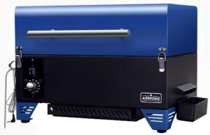 portable pellet grill & smoker - asmoke as350 256 sq. pellet smoker w/meat probe, asca system™ smoker grill, easy to set up & clean portable smoker, auto temp control 8-in-1 wood pellet grill, blue