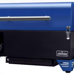 Portable Pellet Grill & Smoker - ASMOKE AS350 256 sq. Pellet Smoker w/Meat Probe, ASCA System™ Smoker Grill, Easy to Set Up & Clean Portable Smoker, Auto Temp Control 8-In-1 Wood Pellet Grill, Blue