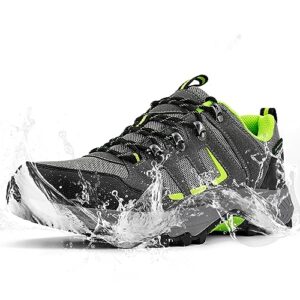 odckoi waterproof hiking shoes for men lightweight anti slip outdoor hike trekking breathable ankle boots camping trail shoes gray green