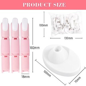 Practice Fingers for Acrylic Nails, Flexible Movable Fake Finger to Practice Fake Nails, 3PCS Adjustable Pink Nail Finger Practice, 1PC White Acrylic Finger Base and 100PCS White Nail Tips with Box