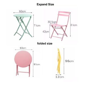 jhkzudg 3-piece folding patio bistro set,foldable outdoor patio furniture sets,with folding table and folding two chairs, for garden, backyard, pool, lawn, porch, balcony,pink