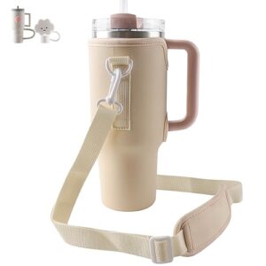stanley cup holder with adjustable shoulder strap, stanley carrier bag for 40oz adventure quencher & h2.0 flowstate tumbler with handle, 40 oz tumbler accessories sleeve, stanley carrying strap