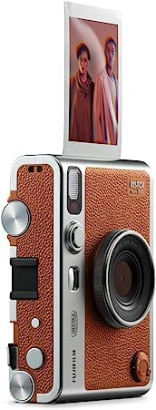 Fujifilm Mini EVO Hybrid Camera (Brown) Instant Film Camera Bundle with 40 Instant Film Sheets + 32GB microSD Memory Card + Small Padded Case + SD Card Reader + Extreme Electronics Cloth