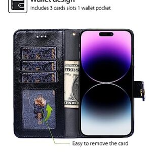 Arseaiy Case for Oppo Reno 6 Pro 5G（MediaTek） Flip Phone Case PU Leather Zipper Pocket Wallet Case Cover with Card Holder Kickstand Shell Black