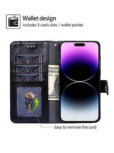 Arseaiy Case for Oppo Reno 6 Pro 5G（MediaTek） Flip Phone Case PU Leather Zipper Pocket Wallet Case Cover with Card Holder Kickstand Shell Black