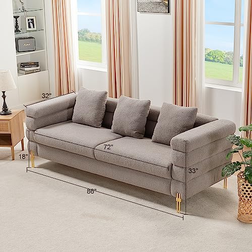 AMERLIFE Modern Sofa Couch, 24''Extra Deep Seat Sofa for Living Room, 85 inch Oversized Sofa, 3 Seat Sofa, Sectional Couch Set, Grey