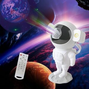 astrolite led projector & bluetooth speaker - galaxy night light - astronaut space projector, starry nebula ceiling led lamp with timer and remote, w/ white noise, kids room decor aesthetic