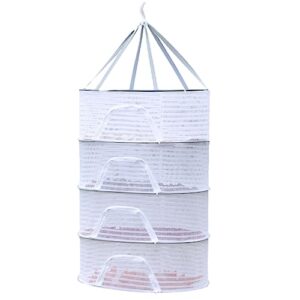 akloker 4 layer mesh drying net with zips bra drying clothes net removable folding anti-fly windproof hook fine-grained grid for flowers buds plants organizer drying for fish/vegetables/fruit/herbs