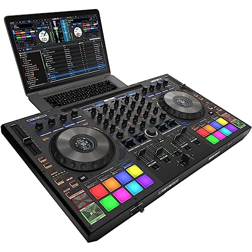 Reloop MIXON 8 Pro DJ Controller for Serato DJ and Algoriddim djay Software Bundle with Gator GMC-2222 Mixer Dust Cover, Polsen Studio Headphones, and 2x XLR-XLR Cable