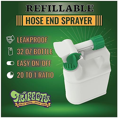 Refillable Hose-End Sprayer with 32oz Bottle, 20 to 1 Ratio, Garden Hose Fertilizer Dispenser, Easy to Use, Lawn Sprayer, Garden Sprayer, and More (Trifecta Natural: 32oz Hose Sprayer with Bottle)