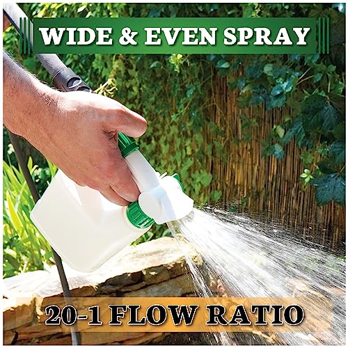 Refillable Hose-End Sprayer with 32oz Bottle, 20 to 1 Ratio, Garden Hose Fertilizer Dispenser, Easy to Use, Lawn Sprayer, Garden Sprayer, and More (Trifecta Natural: 32oz Hose Sprayer with Bottle)