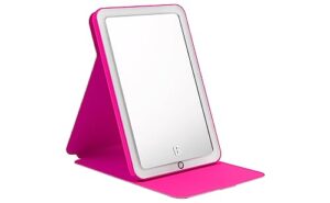 ekids barbie travel mirror with light and adjustable stand, shatterproof makeup mirror with rechargeable battery, designed for fans of barbie accessories and gifts