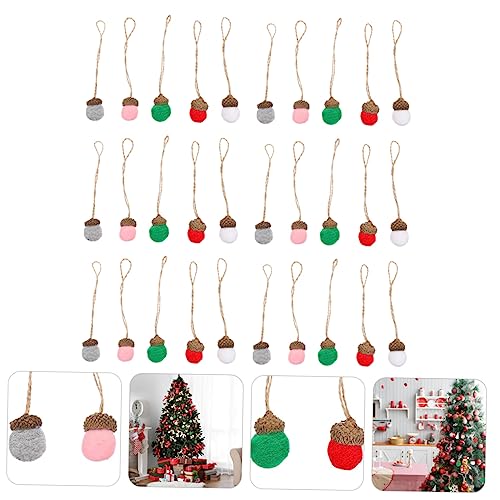 DECHOUS 24pcs Christmas Acorn Ball Hand Decor Christmas Decor Felt Balls Bulk Christmas Hanging Acorn Balls Christmas Tree Hanging Ornament Christmas Acorn Ball Pendant Material Manual