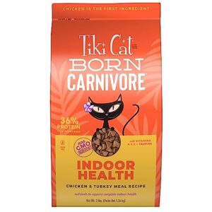 tiki cat born carnivore indoor health non-gmo, chicken and turkey meal recipe 3 lbs.
