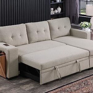 Devion Furniture Enzo Sleeper Sofa for Living Room, Apartment, Dorm Sofabed Sectional, Light Gray