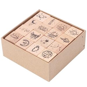 coheali 16pcs seal hand decor crafts mini stamps moon star rubber stamps vintage wooden stamps handbook stamp wooden stamper multi-function seal diy hand account seal old fashioned