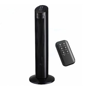 simple deluxe 30 inch oscillating tower fan for bedroom, 3 speeds standing fan with remote, quiet cooling fan for indoors, 7.5h timing, 3 modes, 38db,black