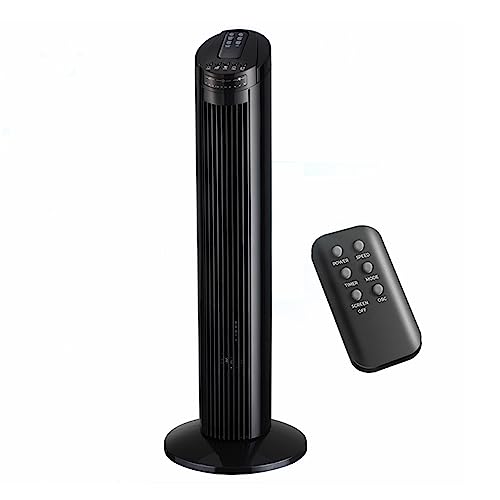 Simple Deluxe 30 Inch Oscillating Tower Fan for Bedroom, 3 Speeds Standing Fan with Remote, Quiet Cooling fan for Indoors, 7.5H Timing, 3 Modes, 38DB,Black